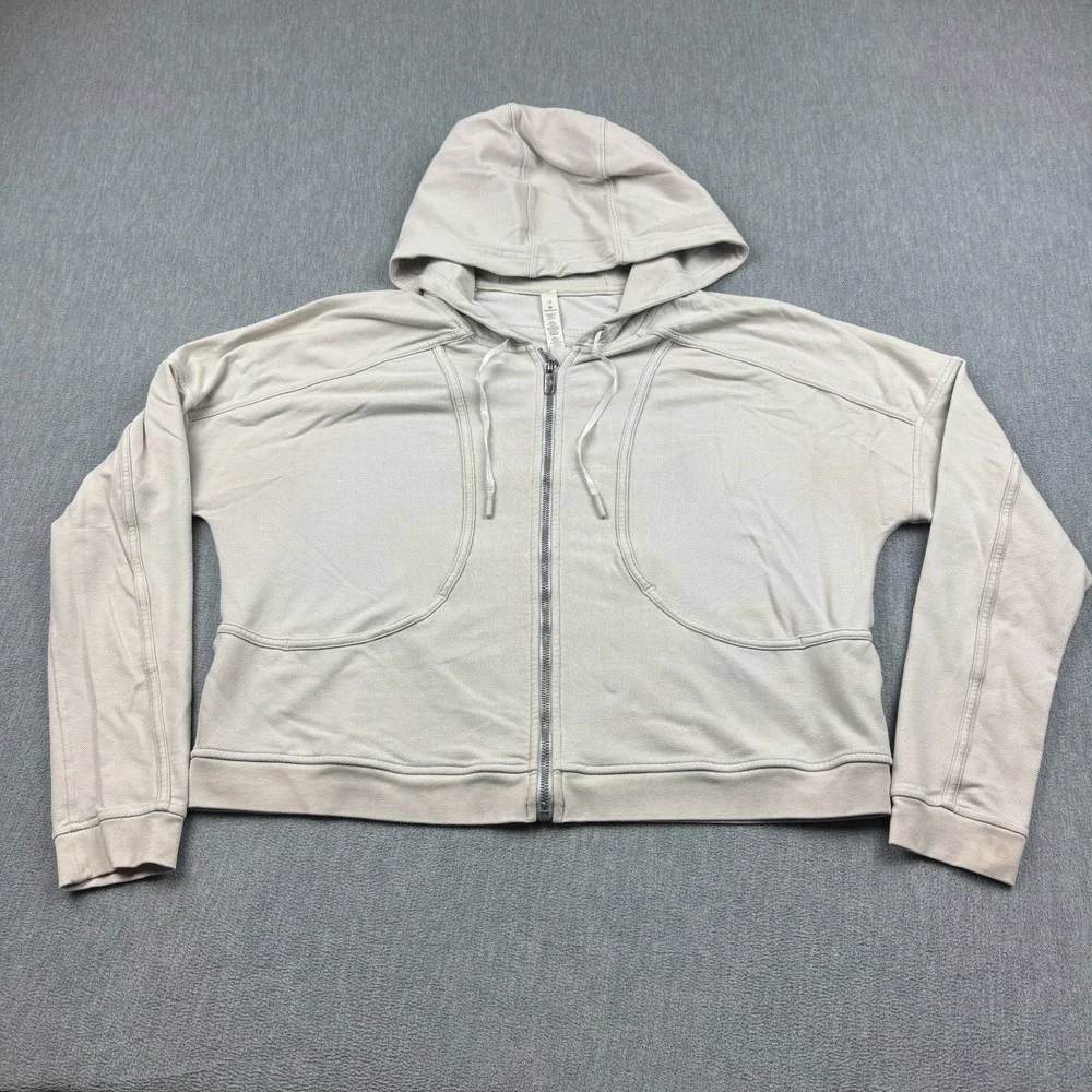 Lululemon Next Move Jacket Hoodie Womens 12 Beige Full Zip Sweatshirt W4APOS